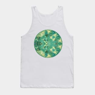 Green Mandala with Abstract Flower Triangle Pattern Tank Top